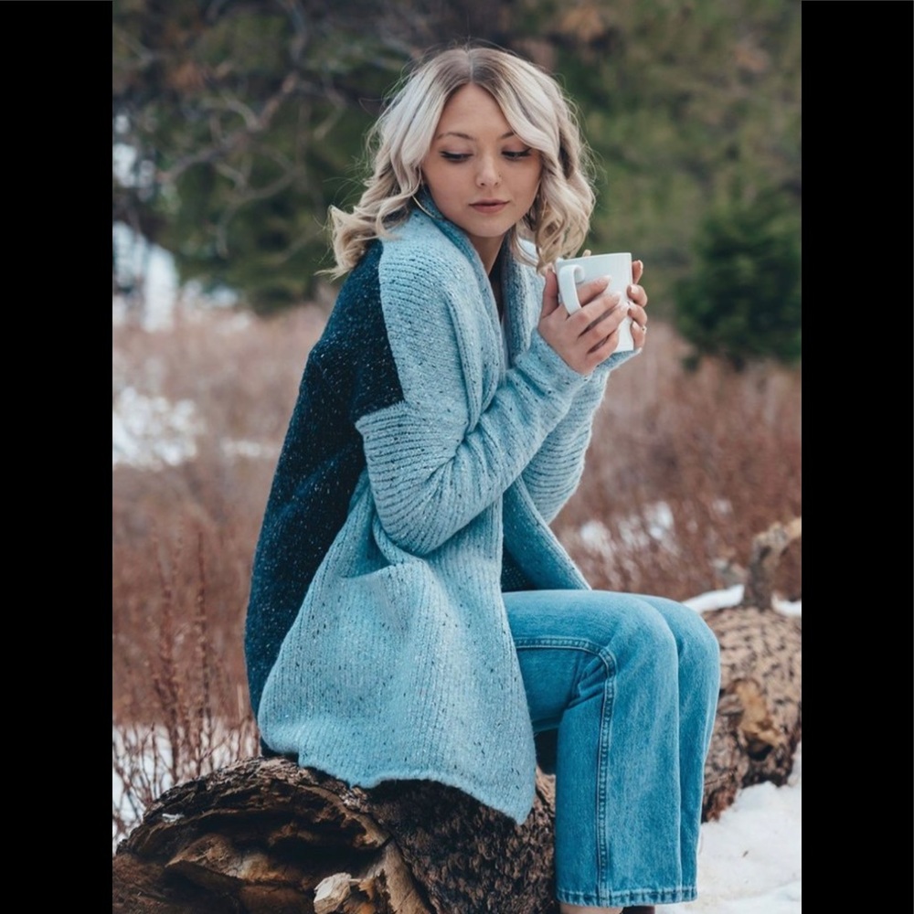 Lovestitch Two-Tone Cardigan Sweater